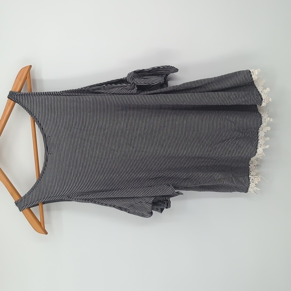 Cold Shoulder Blue and White Striped Shirt - Picture 2 of 6